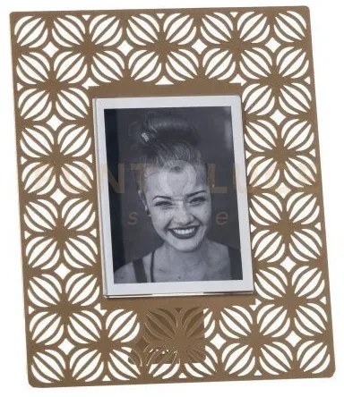 Portafoto di design ikat piccolo oro laccato in ferro e polimetilme...