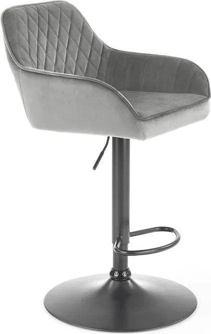 Sgabello da bar H-103 in velluto grigio - H114 cm