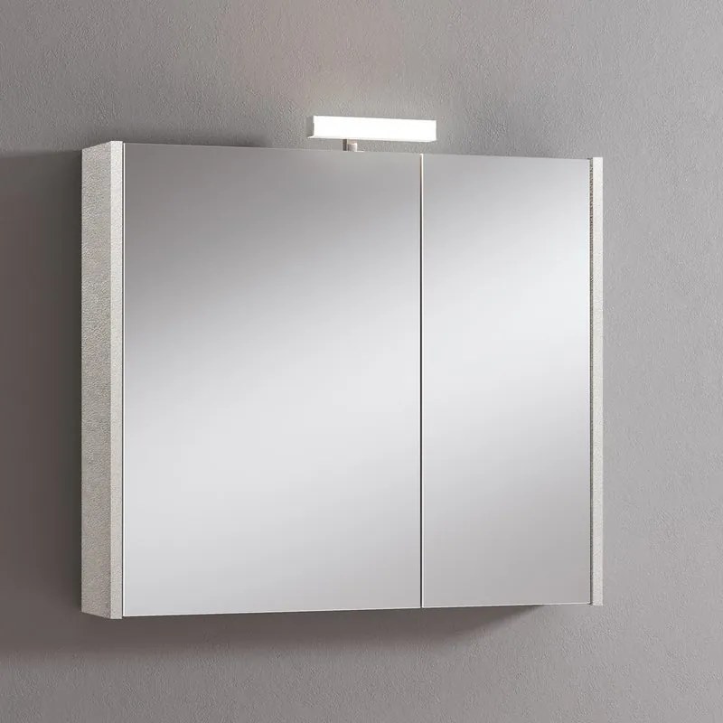 Pensile con luce Akira cemento chiaro L 80 x H 70 x P 15.5 cm