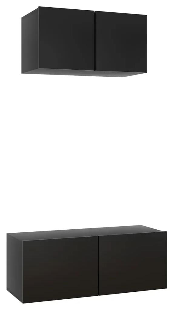 Set di mobili porta tv 2 pz nero in legno multistrato
