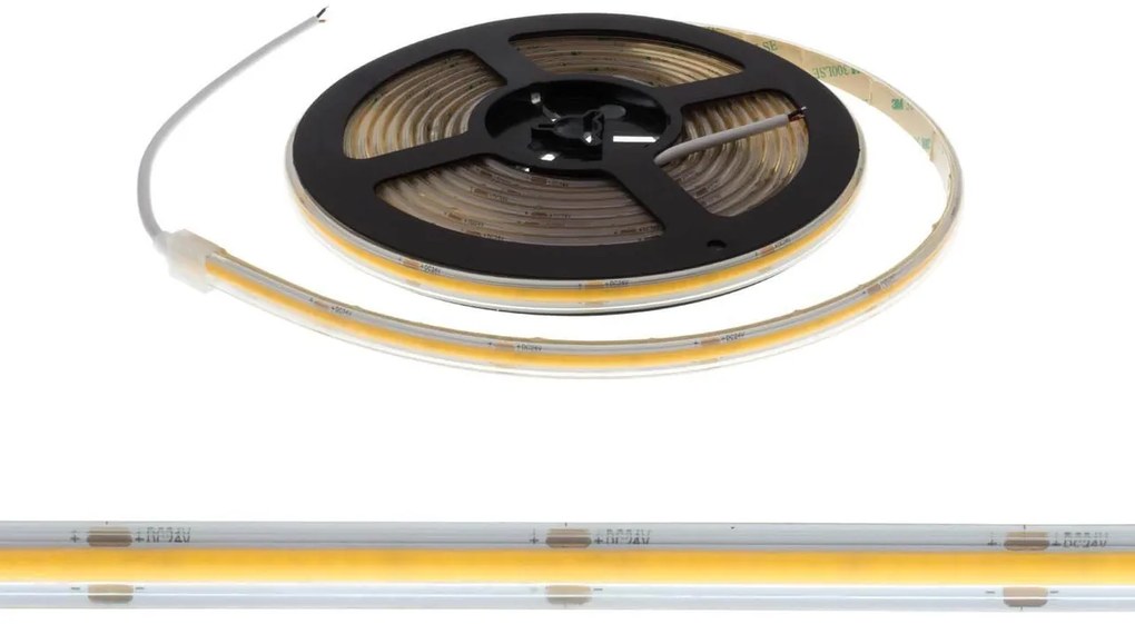 Striscia LED COB 10W/m 24VDC IP67 5m Luce Continua Colore Bianco Caldo 2.700K