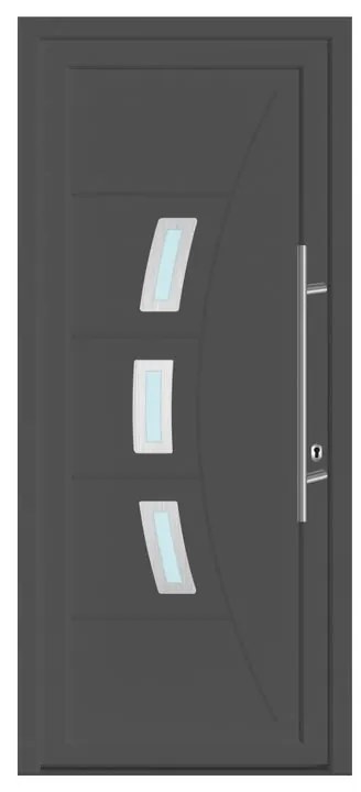 Portoncino d'ingresso 20021 L 90 x H 210 cm in PVC antracite, apertura spingere a sinistra, falso telaio non incluso