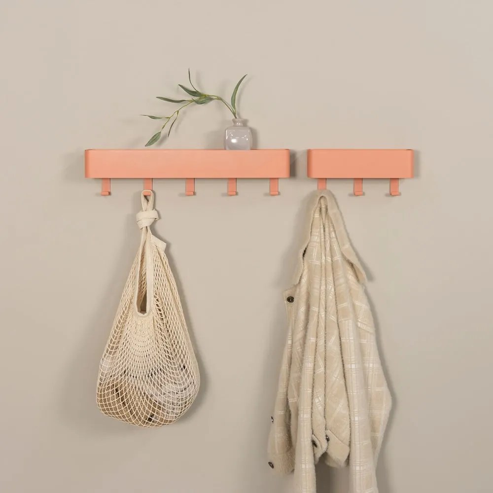 Attaccapanni da parete color salmone in metallo con scaffale 27 cm Dax Play – Spinder Design
