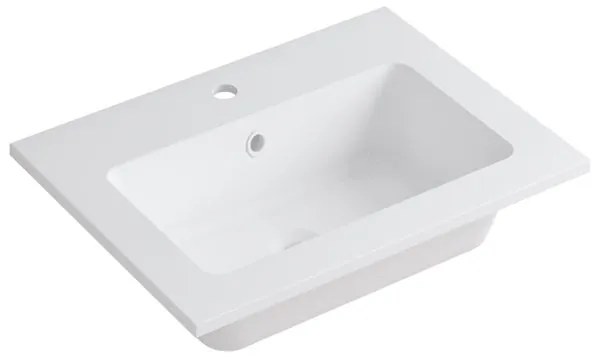 Lavabo a incasso rettangolare L 60.5 x H 14 x P 46 cm in resina bianco lucido