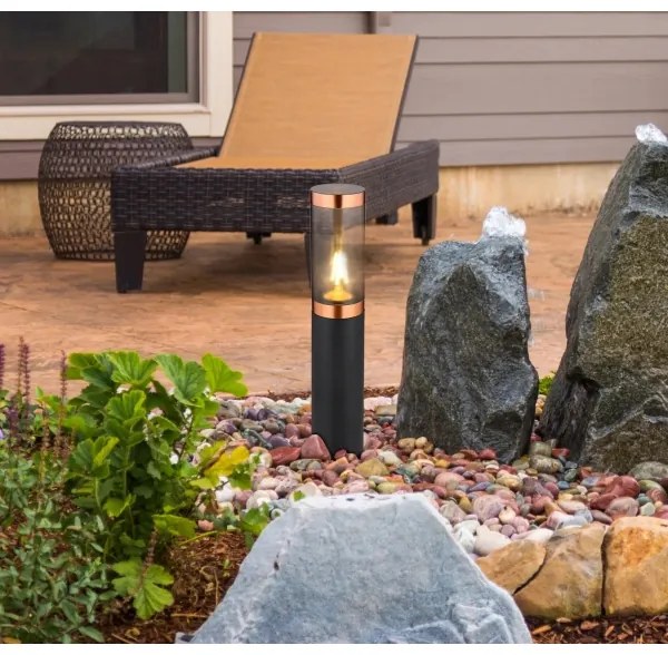 Globo 3158BC - Lampada da esterno BOSTON 1xE27/23W/230V IP44 45 cm nero/rame