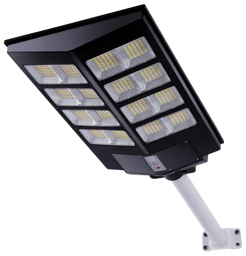 Lampione stradale Led 200W Nero con pannello solare IP66 Bianco freddo 6500K con sensore crepuscolare e di movimento Wisdom