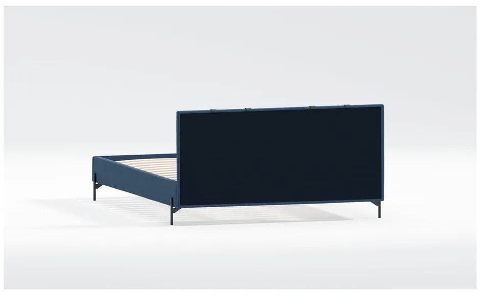 Letto matrimoniale imbottito blu scuro con griglia 180x200 cm Tulsa - Ropez