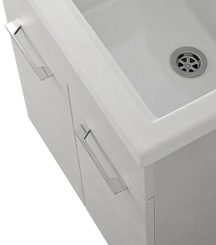 Mobile lavatoio 60x50 cm grigio calce vasca in ceramica e kit di scarico Moon