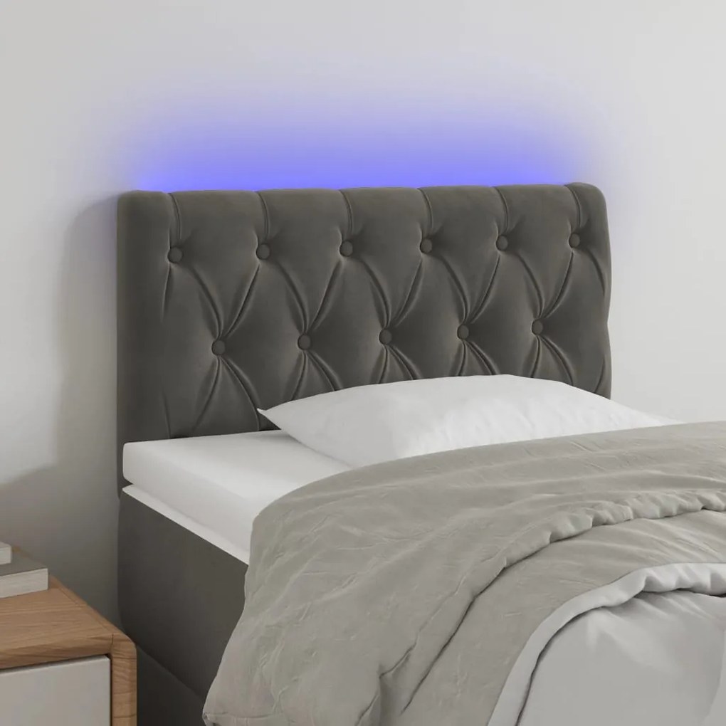 Testiera A Led Grigio Scuro 80x7x78/88 Cm İn Velluto /