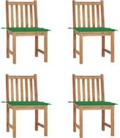 Sedie da Giardino 4 pz con Cuscini in Legno Massello di Teak 3073093