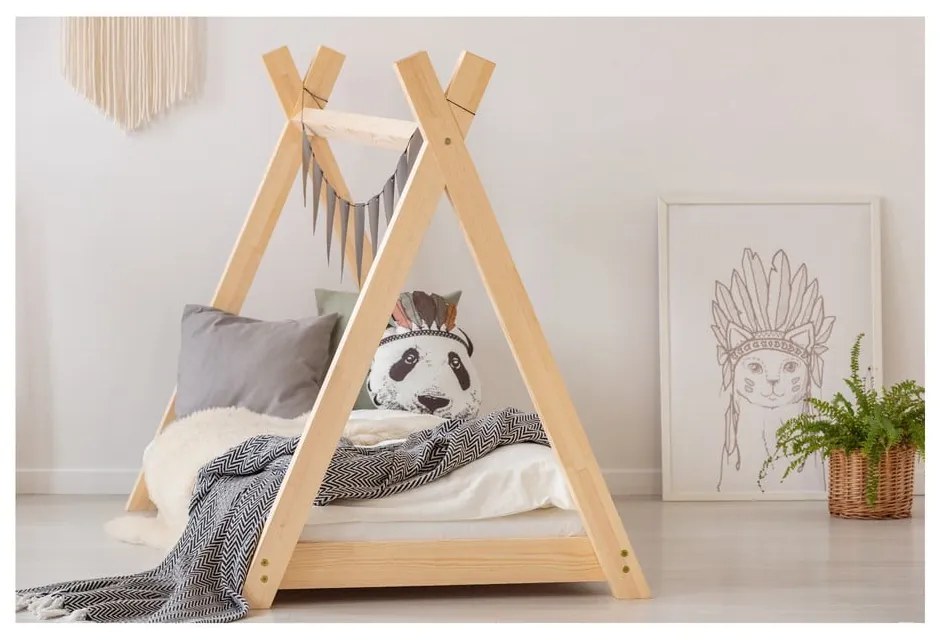 Letto da casa in legno di pino Mila TP, 80 x 160 cm - Adeko