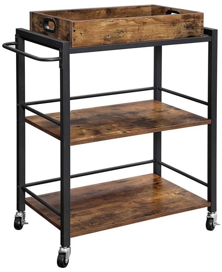 Tavolino di servizio MARGE marrone/nero