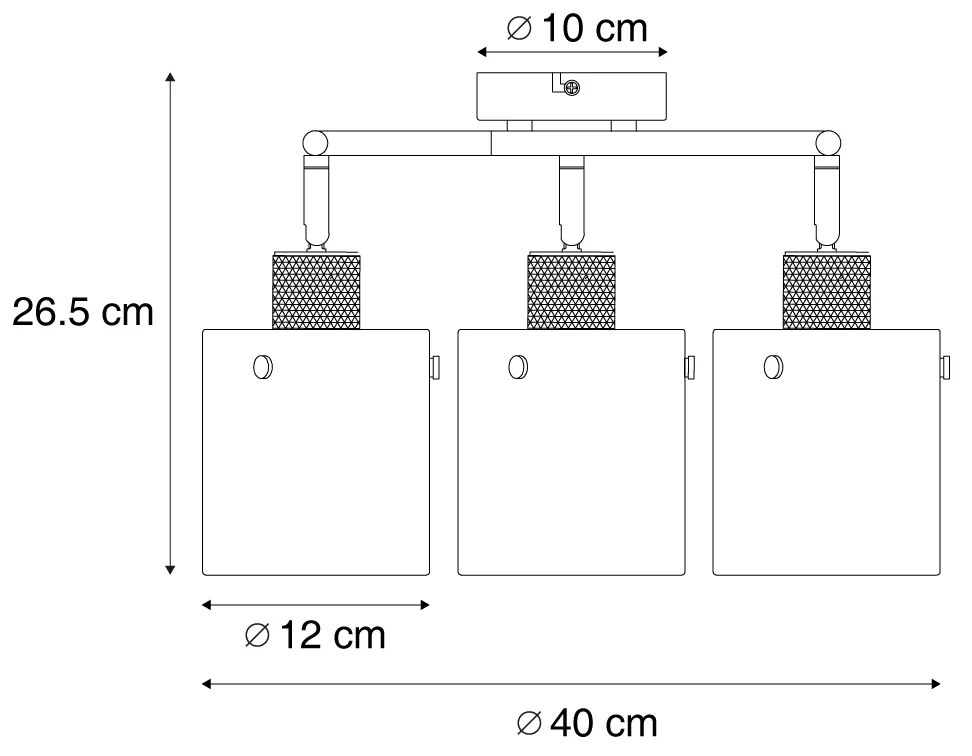 Faretto da soffitto di design bronzo con vetro trasparente rotondo a 3 luci - Domo