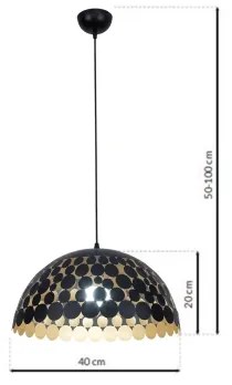 Lampadario a sospensione con filo LISA BLACK 1xE27/60W/230V