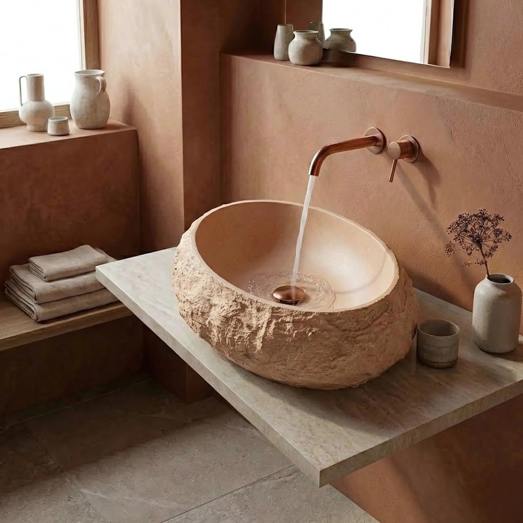 Lavabo da appoggio Rea Mika Light Terracotta