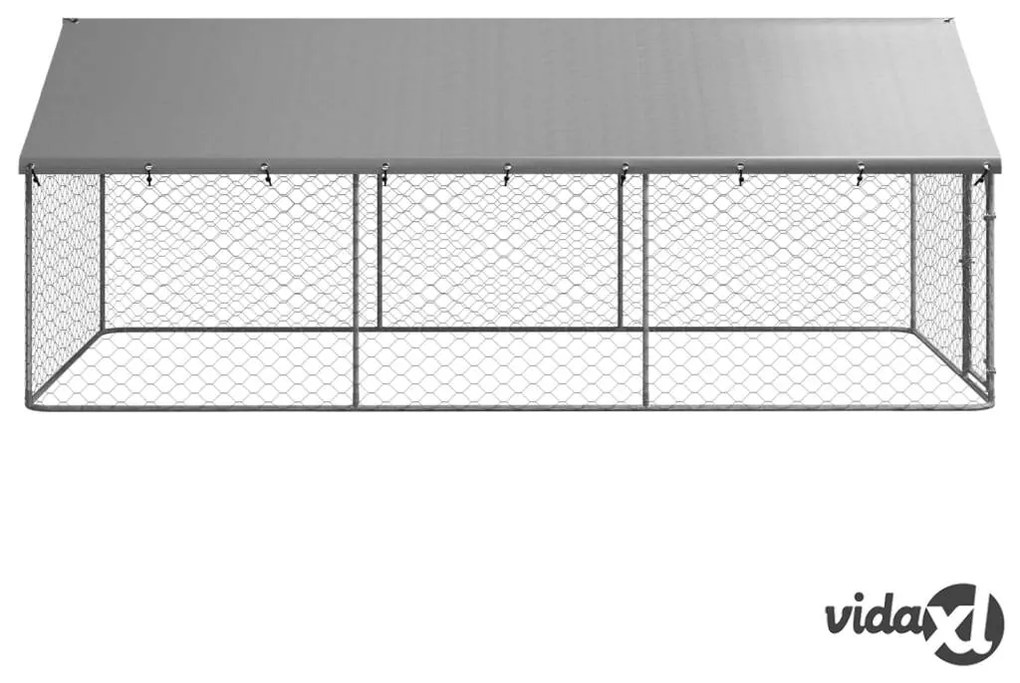 vidaXL Gabbia per Cani da Esterno con Tetto 400x200x150 cm