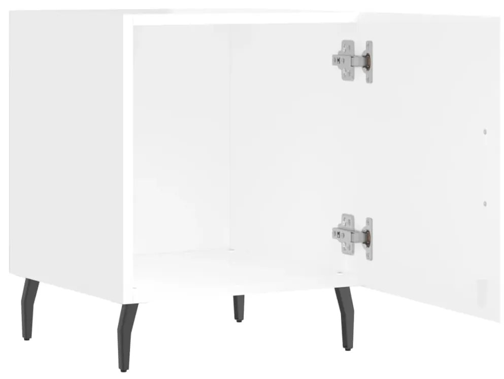 Comodini 2 pz bianco lucido 40x40x50 cm in legno multistrato