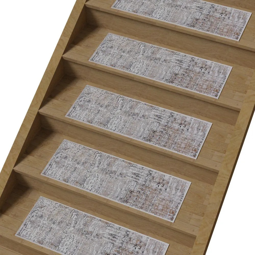 Passatoia per scale grigio e beige in cotone set da 16 pz 25x65 cm Milano Bej - Vitaus