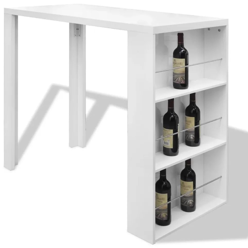 Tavolo da bar in mdf con portavini bianco lucido