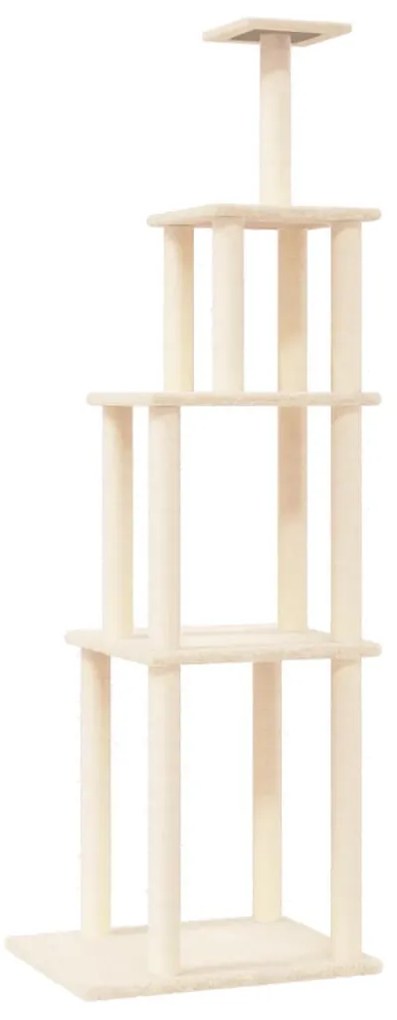 Albero per gatti con tiragraffi in sisal crema 183 cm