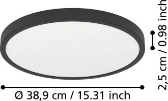 Eglo 901301-LED Plafoniera FUEVA LED/17W/230V 2700/4000/6500K Ø 38,9 cm nera