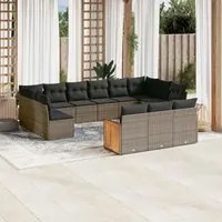 Set Divani da Giardino 13 pz con Cuscini Grigio in Polyrattan 3260541