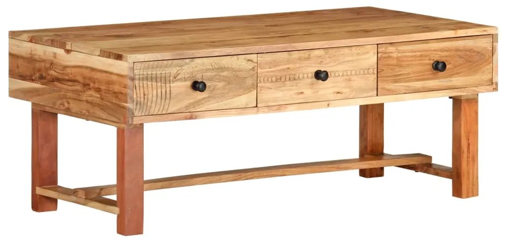 Tavolino Da Salotto 100x50x40 Cm İn Legno Massello Di Acacia /
