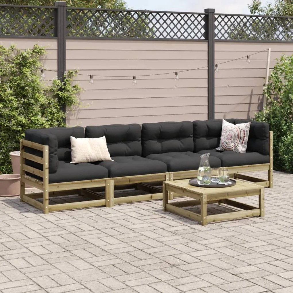 Set divani da giardino 5 pz in legno impregnato di pino