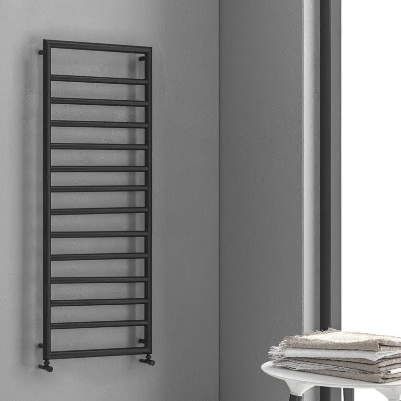 Kamalu - termoarredo scalda salviette 1300x500mm colore nero opaco kam-d7013n
