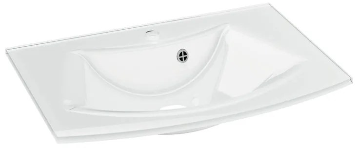 Lavabo integrale a incasso bacino al centro ovale Image L 70.5 x P 49.2 cm in vetro bianco