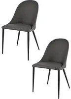 Set 2 sedie imbottite Jasmine Tommychairs, rivestite in finta pelle colore antracite e gambe in ferro nero opaco