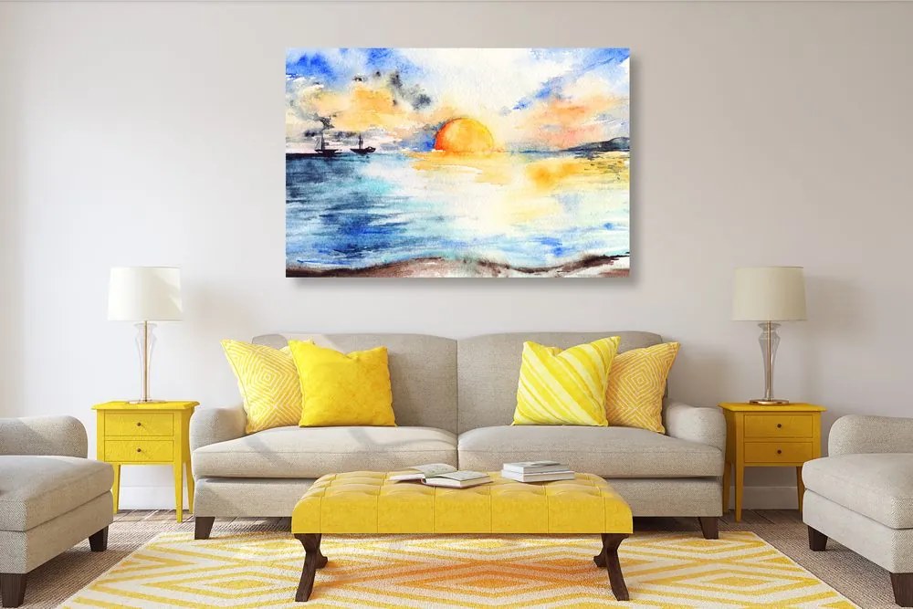 Quadro su tela – Tramonto luminoso sul mare