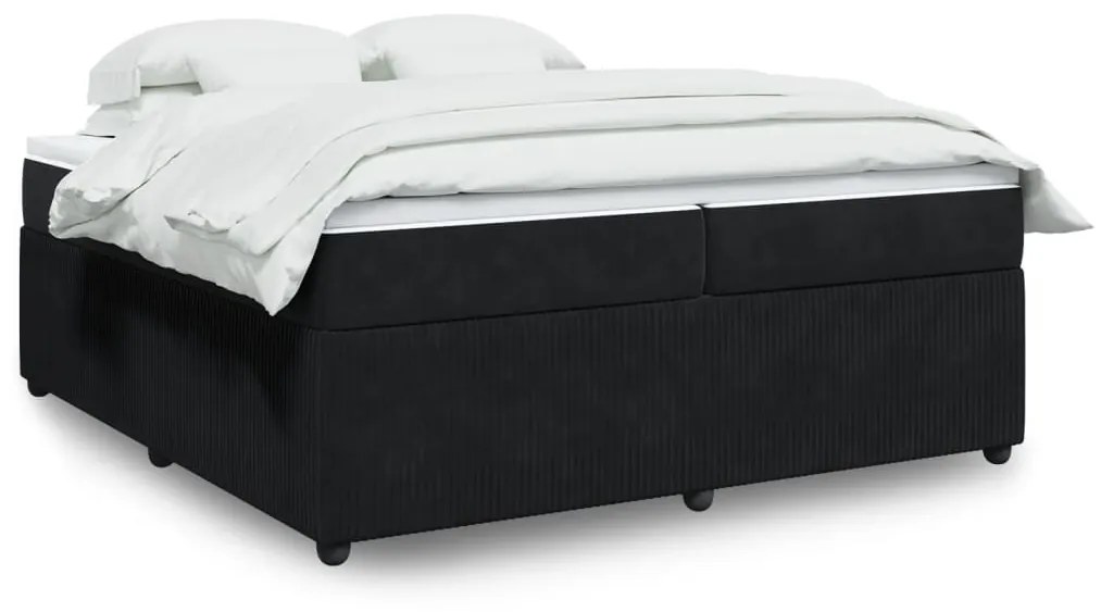 Giroletto A Molle Con Materasso Nero 200x200 Cm İn Velluto /