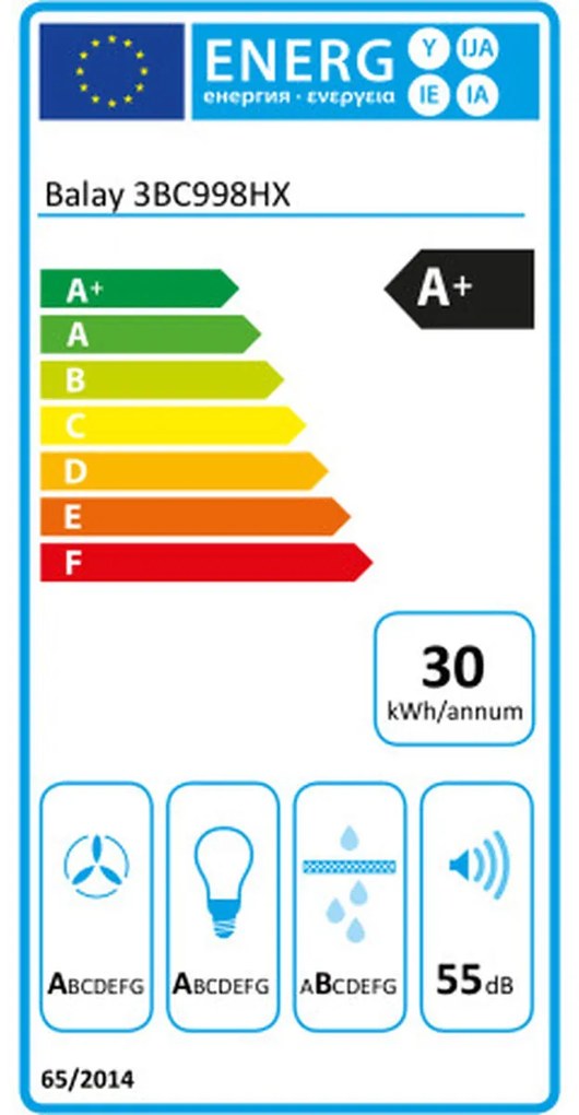 Cappa Classica Balay 3BC998HX 90 cm 843 m3/h 160W A+ Acciaio