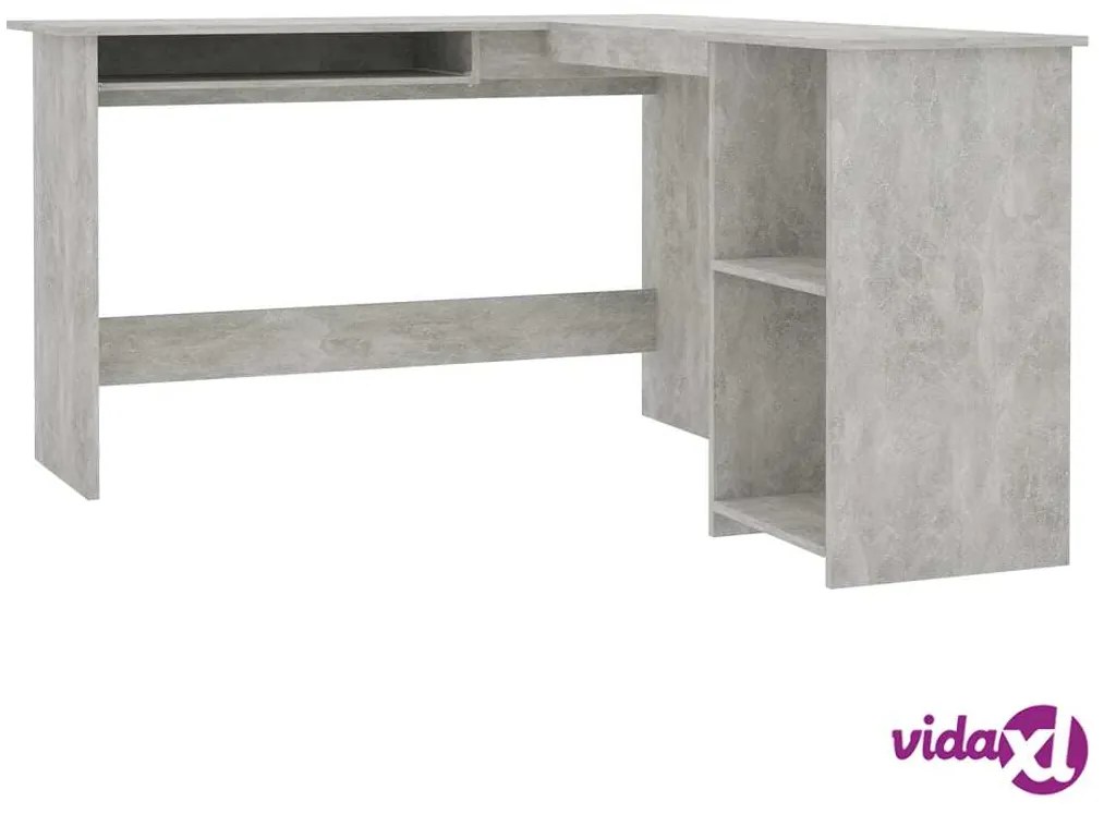 vidaXL Scrivania Angolare a L Grigio Cemento 120x140x75cm Multistrato