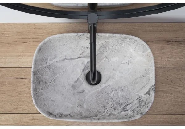 REA-U3800 - Lavabo da appoggio LIVIA 33,5x46,5 cm ceramica/grigio/effetto pietra