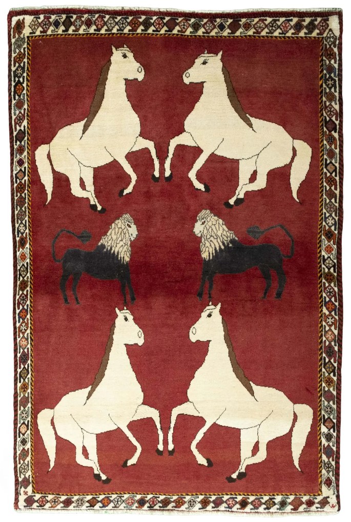 Gabbeh Tappeto persiano 190x130 Rosso (Iran) Annodato A Mano