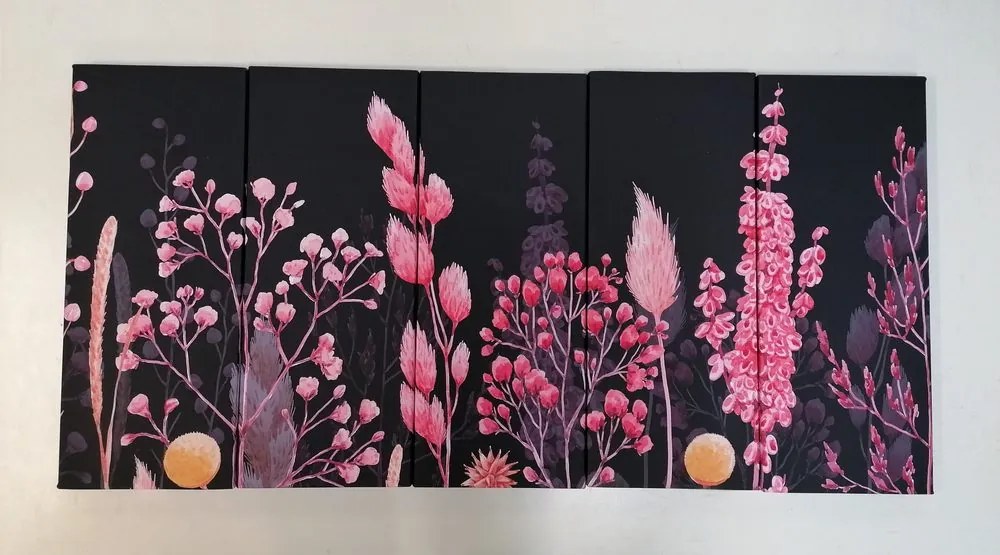 Quadri 5 pezzi – Pittura a olio di fiori selvatici