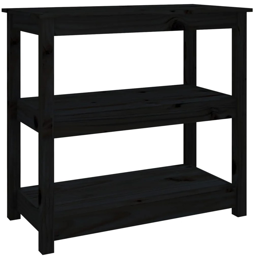 Tavolo consolle nero 80x40x74 cm in legno massello di pino