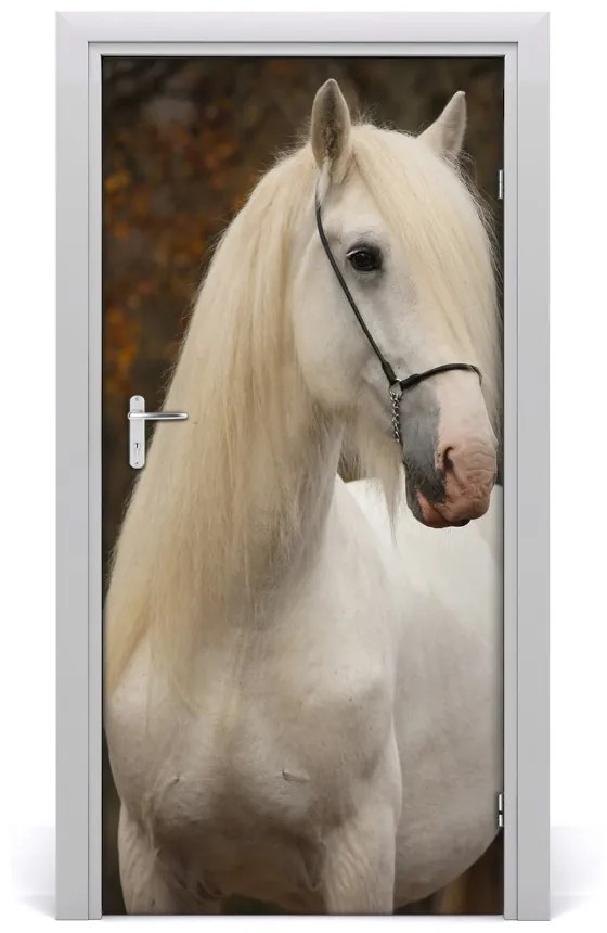 Adesivo per porta interna cavallo bianco 85x205 cm