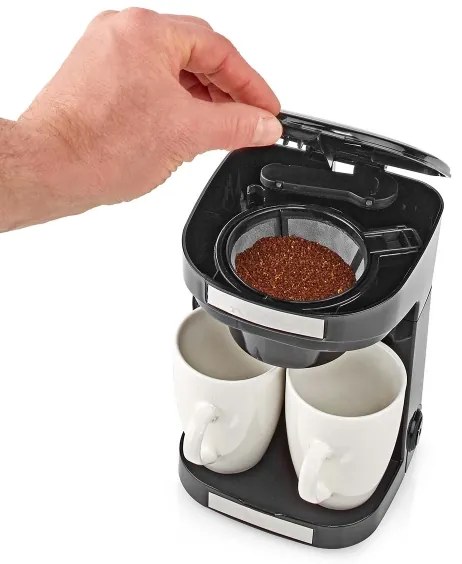 Nedis KACM140EBK - Macchina da caffè per due tazze 450W/230V 0,25 l
