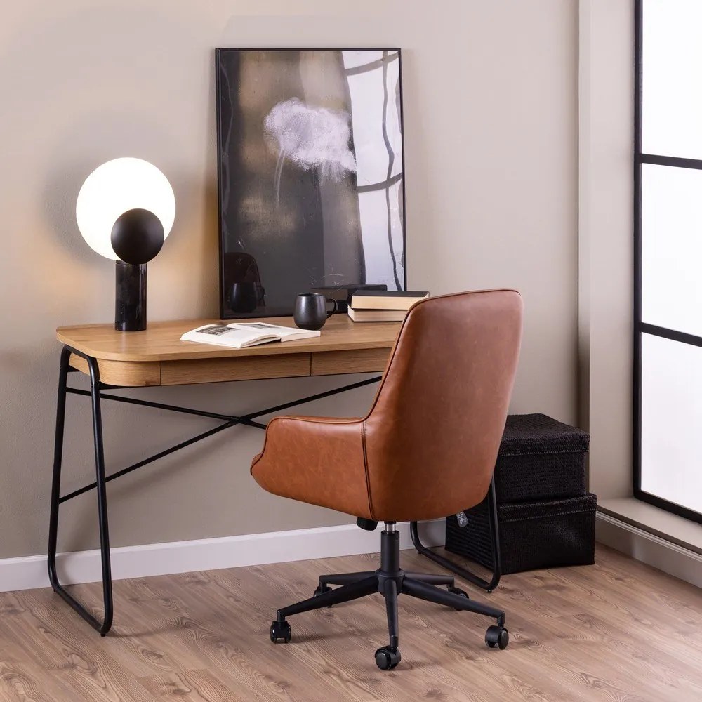 Sedia da ufficio in similpelle marrone cognac Erik - Actona