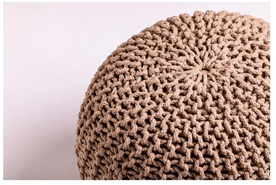 Poggiapiedi marrone chiaro con rivestimento in lavorato a maglia Jagger – Bonami Essentials