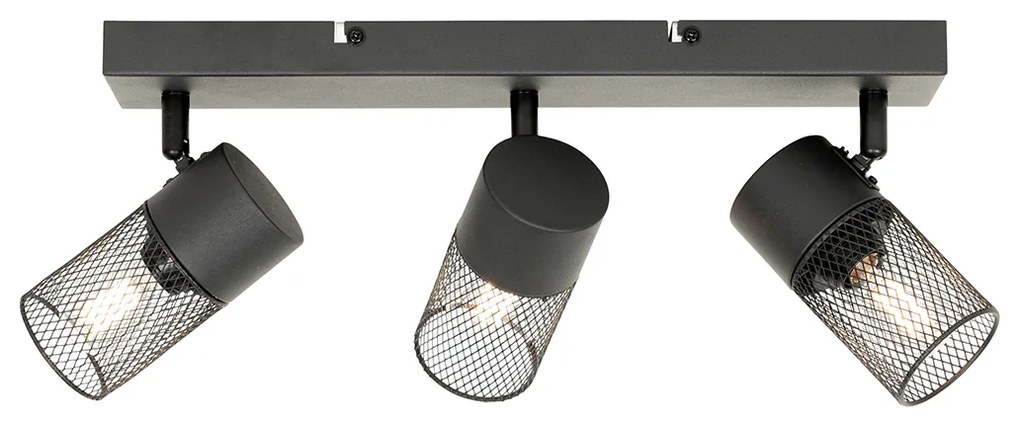 Faretto da soffitto industriale nero 3 luci orientabile - Jim