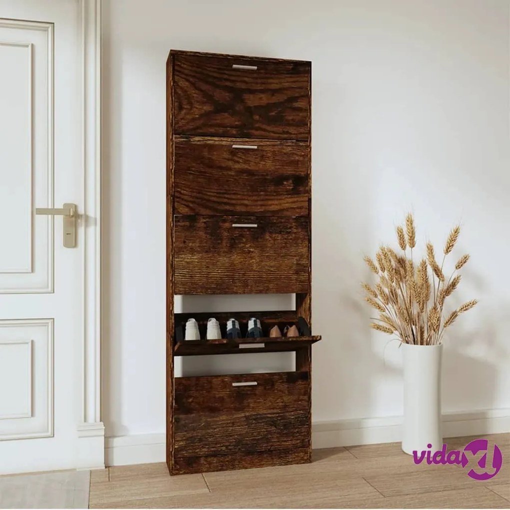 vidaXL Scarpiera Rovere Fumo 59x17x169 cm in Legno Multistrato
