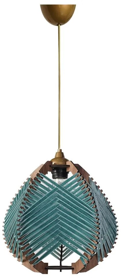 Lampadario blu/di colore naturale con paralume in tessuto ø 25 cm Yola – Opviq lights