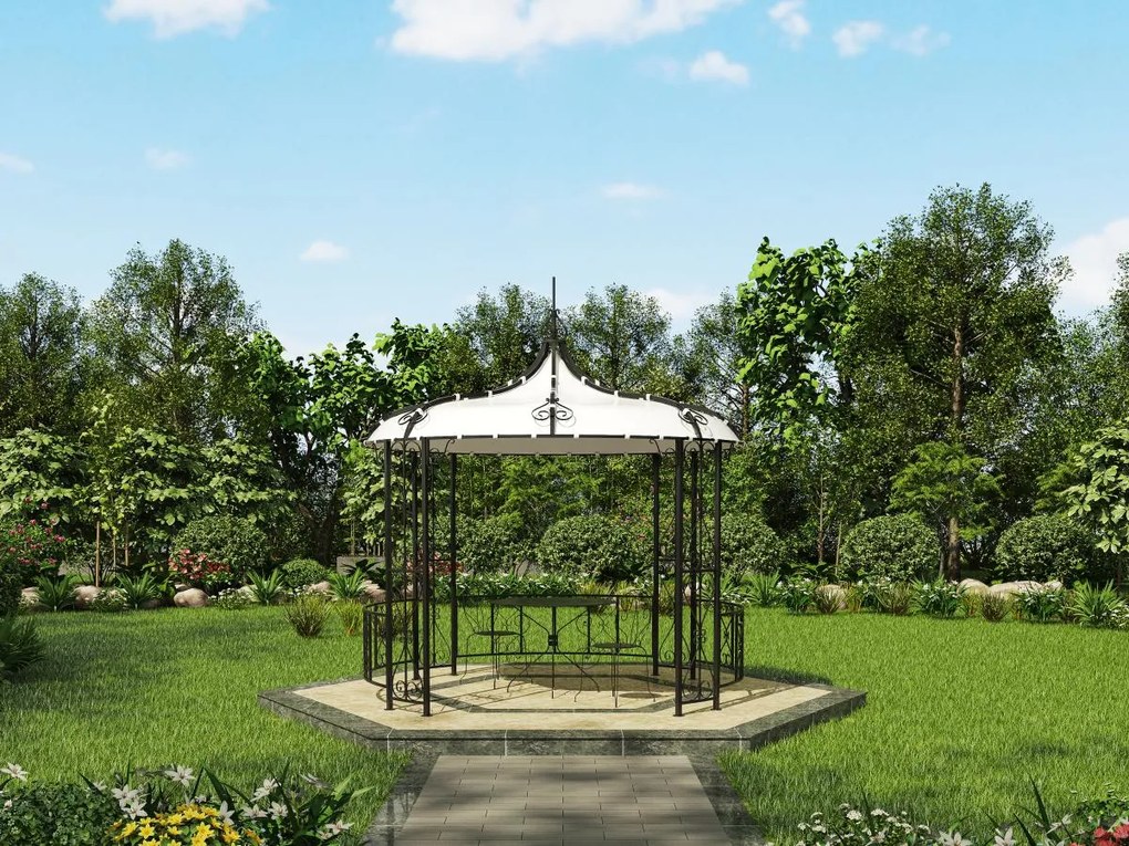 Chiosco da giardino D300 x H290cm in metallo stile ferro battuto - TILCARA