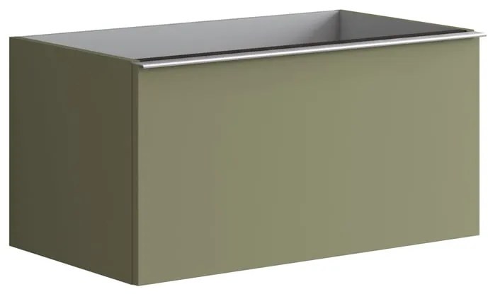 Mobile da bagno sospeso sotto lavabo L 80 x H 40 x P 45.5 cm verde laccato opaco, 2 cassetti Pixel plain