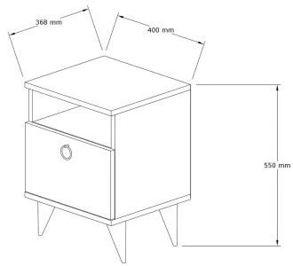 Comodino BARLO 50x40 cm bianco