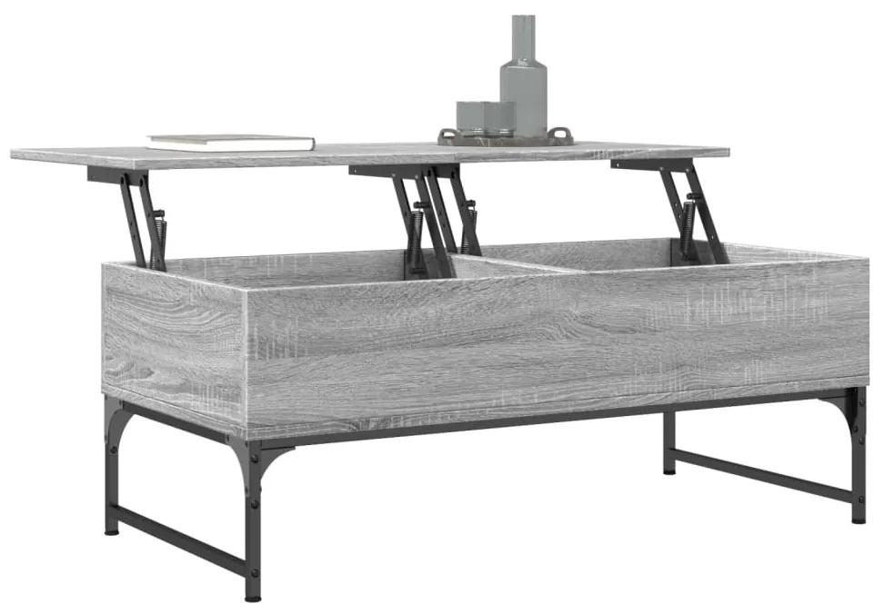 Tavolino Salotto Grigio Sonoma 100x50x40cm Multistrato Metallo